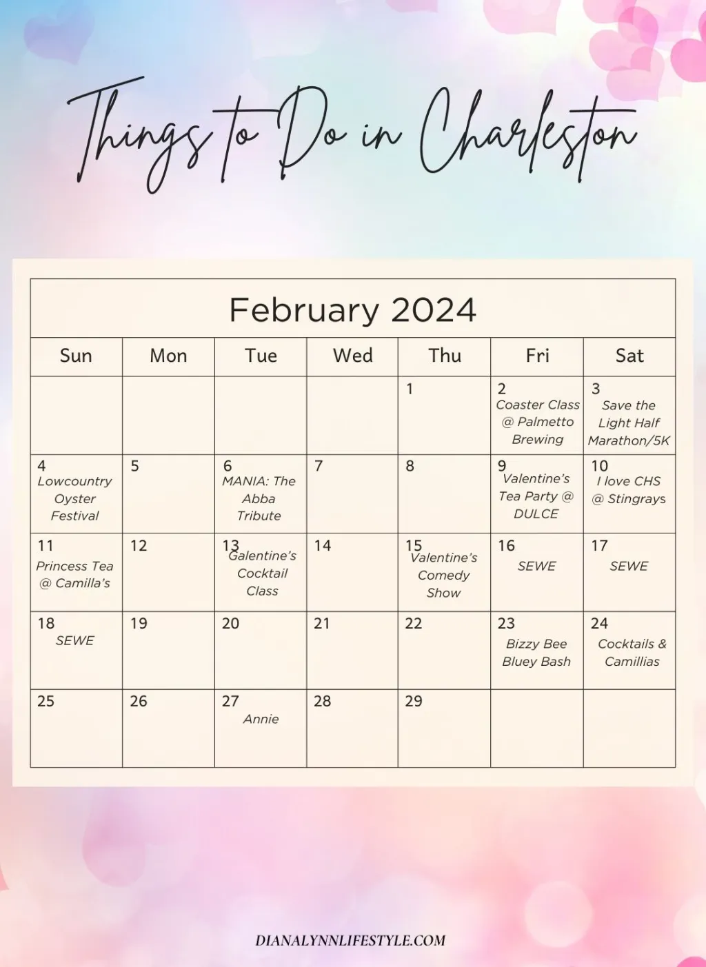 charleston activities in february